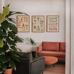 Set Of 3 Dining Prints, Colourful Cheers Print, Retro Wall Art, Kitchen Aesthetic Decor, Gallery Wall, Home Inspo, Unframed - thumbnail 3