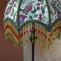 Hand-stitched Floral Velvet Lampshade With Beaded Dangle - thumbnail 3