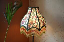 Hand-stitched Floral Velvet Lampshade With Beaded Dangle