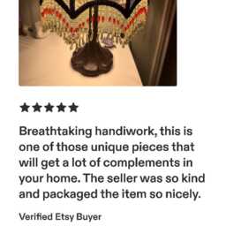 Hand-stitched Floral Velvet Lampshade With Beaded Dangle - thumbnail 4