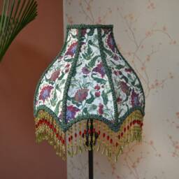Hand-stitched Floral Velvet Lampshade With Beaded Dangle - thumbnail 2