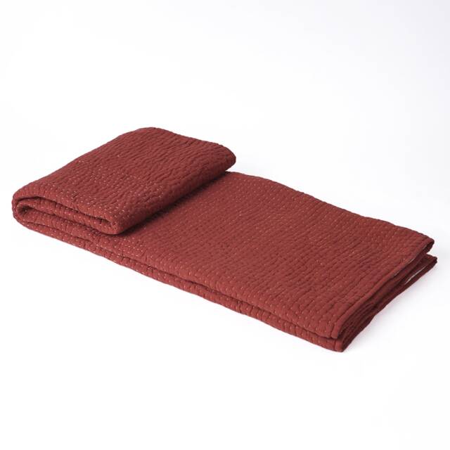 Terracotta Muslin Gauze Throw Blanket, Hand Quilted Cotton, 50x60 Inches - image 1