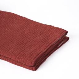 Terracotta Muslin Gauze Throw Blanket, Hand Quilted Cotton, 50x60 Inches - thumbnail 2