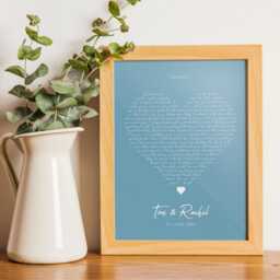 Personalised Heart Lyrics Print - Birthday Gift Custom Song/Frame Not Included - thumbnail 3