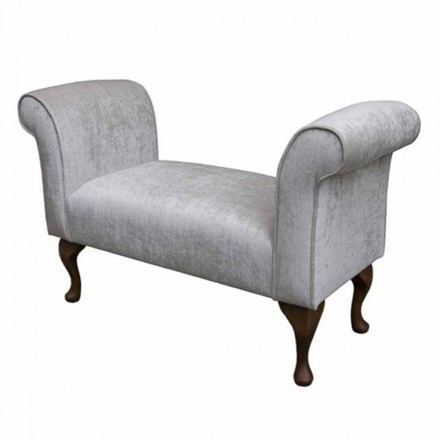 Handmade Grey Window Bench Chair - Pastiche Slub Ice Fabric, British Custom Made - image 1