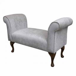 Handmade Grey Window Bench Chair - Pastiche Slub Ice Fabric, British Custom Made