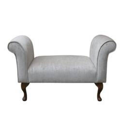 Handmade Grey Window Bench Chair - Pastiche Slub Ice Fabric, British Custom Made - thumbnail 2