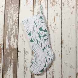 Green & White - Lush & Fluffy Vintage Chenille Christmas Stocking Flower - thumbnail 3