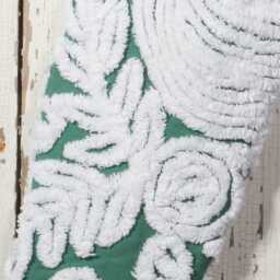 Green & White - Lush & Fluffy Vintage Chenille Christmas Stocking Flower - thumbnail 2