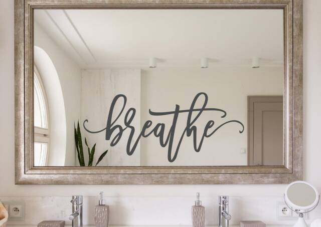 Breathe Wall Decal -Spa Bathroom Decor - Vinyl Massage Therapist Relaxing Bath - image 1