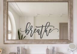 Breathe Wall Decal -Spa Bathroom Decor - Vinyl Massage Therapist Relaxing Bath - thumbnail 1