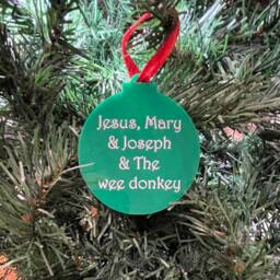 "Bauble Shaped Decoration ""Jesus, Mary & Joseph The Wee Donkey" - thumbnail 2