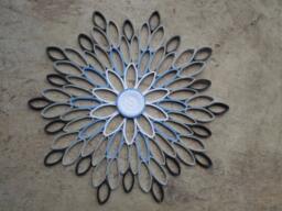 Gray Paper Flower Wall Art Modern Geometric Home Decor - thumbnail 1