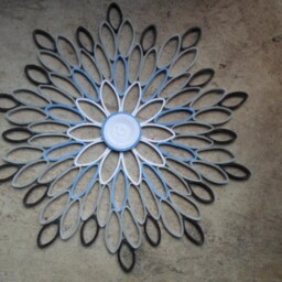 Gray Paper Flower Wall Art Modern Geometric Home Decor - thumbnail 2