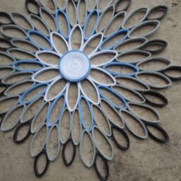 Gray Paper Flower Wall Art Modern Geometric Home Decor - thumbnail 3