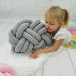"Gray Knot Pillow Large Decorative Cushion, Modern Home Decor - 12.6""x16.14" - thumbnail 1