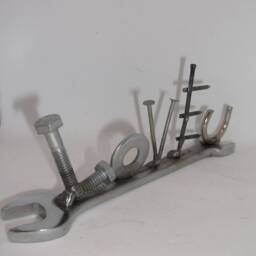 Love U Welded Metal Art Recycled Wrench Sculpture, Valentine's Gift - thumbnail 2