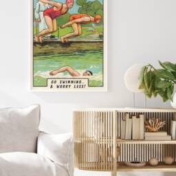 Swimming Poster, Art Print, Sports Art, Sport Outdoor Hobbies, Vintage Retro Gifts, A1/A2/A3/A4 - thumbnail 3