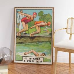 Swimming Poster, Art Print, Sports Art, Sport Outdoor Hobbies, Vintage Retro Gifts, A1/A2/A3/A4 - thumbnail 2