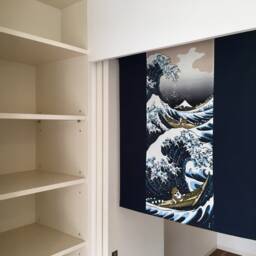Japanese Shiba Dog Noren, Navy Blue Curtain, Tsunami Japanese Fabric, Noren Wall Tapestry, Fabric Panel, Kawaii - thumbnail 3