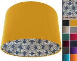 Blue Lampshade, Geometric Ceiling Light Shade, Table Lamp Boho Lampshades, Bohemian Interior Lighting - thumbnail 1
