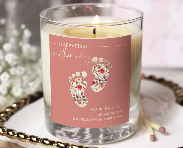 First Mothers Day Gift, New Mum Personalised Candle, Time Mother's Custom Candle For - image 1