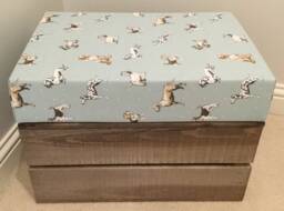 Clarke & Best in Show Fabric Wooden Vintage Style Reproduction Apple Crate Storage Seat/Footstool With A Padded Fabric Lid - thumbnail 1