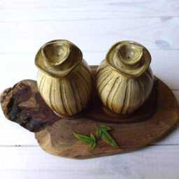 Ceramic Candlesticks, Set Of Two Candlesticks , 2 Pottery Candle Sticks, Beige Candleholder, Brown Lovers Gift - thumbnail 2