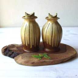 Ceramic Candlesticks, Set Of Two Candlesticks , 2 Pottery Candle Sticks, Beige Candleholder, Brown Lovers Gift - thumbnail 1