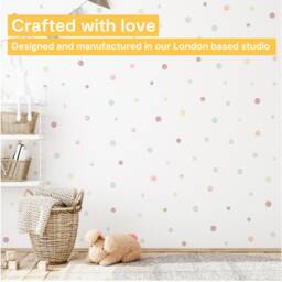 Pastel Polka Dot Wall Decals - Fabric Peel & Stick Watercolour For Nursery, Kids Room Playroom - thumbnail 2