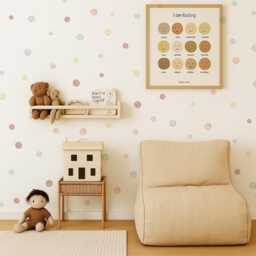 Pastel Polka Dot Wall Decals - Fabric Peel & Stick Watercolour For Nursery, Kids Room Playroom - thumbnail 1