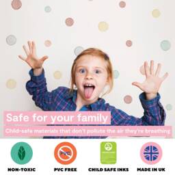 Pastel Polka Dot Wall Decals - Fabric Peel & Stick Watercolour For Nursery, Kids Room Playroom - thumbnail 3