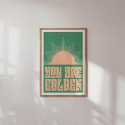 Golden Sunshine - Positive Retro Typography Art Print For Boho Home Decor - thumbnail 2