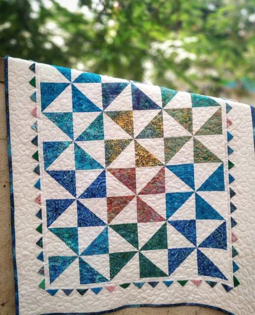 Beautiful Baby Quilt, Blue Lap Handmade Quilt Sale, Couch Throw, Quilted Throw First Birthday Gift, Patchwork Quil - image 1