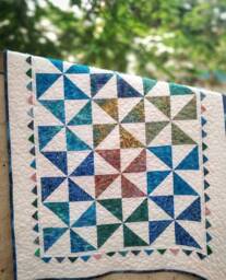 Beautiful Baby Quilt, Blue Lap Handmade Quilt Sale, Couch Throw, Quilted Throw First Birthday Gift, Patchwork Quil - thumbnail 1