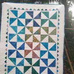 Beautiful Baby Quilt, Blue Lap Handmade Quilt Sale, Couch Throw, Quilted Throw First Birthday Gift, Patchwork Quil - thumbnail 2