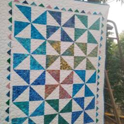 Beautiful Baby Quilt, Blue Lap Handmade Quilt Sale, Couch Throw, Quilted Throw First Birthday Gift, Patchwork Quil - thumbnail 3
