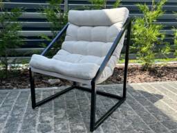 Metal Armchair Lounge Sling Steel Chair Thick Linen Fabric With Hemp Filled Cushion Modern Minimalist Scandinavian Hand Made To Order