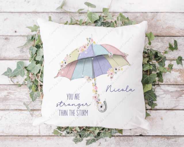 Stronger Than The Storm Cushion, Friend Gift, Positivity Thinking Of You You've Got This Gift For Her, Wellbeing Gift - image 1