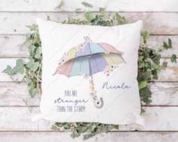 Stronger Than The Storm Cushion, Friend Gift, Positivity Thinking Of You You've Got This Gift For Her, Wellbeing Gift - thumbnail 1