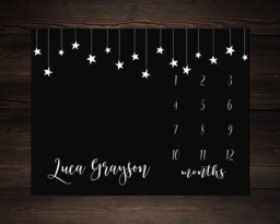 stars Milestone Blanket Monthly Baby Growth Tracker Minky Fleece Shower Newborn Gift For Gender Neutral Boy