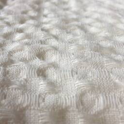 Ivory White Linen Waffle Blanket Twin/Queen Size Bedspread - thumbnail 4