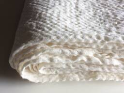 Ivory White Linen Waffle Blanket Twin/Queen Size Bedspread - thumbnail 1