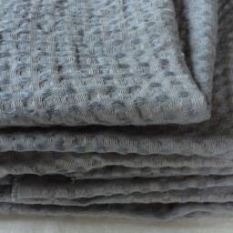 Ivory White Linen Waffle Blanket Twin/Queen Size Bedspread - thumbnail 3