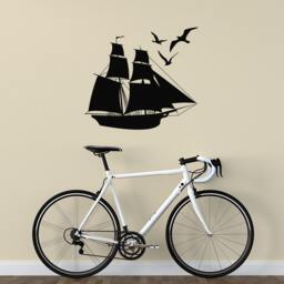 Nautical Wall Decals Boys Ship Stickers Birds Design Home Decor Decoration Ideas Removable Boat Art Vinyl Kids Nursery Bedroom Mural Ar64 - thumbnail 1