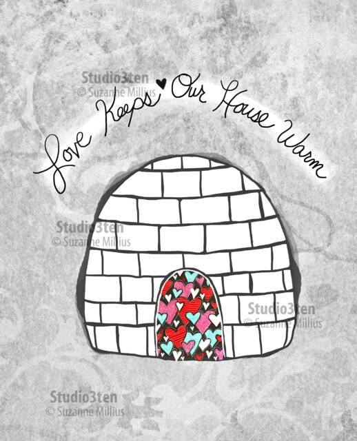 Igloo Art, House Warming Print, Gift For New House, Art Home Buyers, Love White Theme, Cream Off White, Modern - image 1