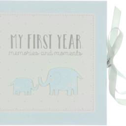Personalised Baby Hamper Gift Set For Boy Comforter, Blanket, First Year Record Book Blue With Name Wooden Keepsake Box Newborn Boy - thumbnail 2