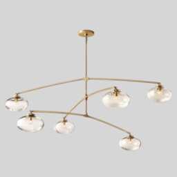 1950's Mid-Century Modern Brass Chandelier 6 Lights Mobile Round Chandelier-Pendant Light Sputnik Chandelier-Italian Ceiling Fixture - thumbnail 3