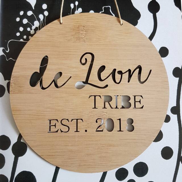 Personalised Family Name Tribe Wooden Wall Hanging 19.5cm-Wall Sign-Custom Name-Wedding-New Parents-Lasercut-Plaque-First Born-Children-Kids - image 1