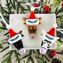 Fused Glass Cow Christmas Decorations - Glass Decoration, Tree Cornwall - thumbnail 3